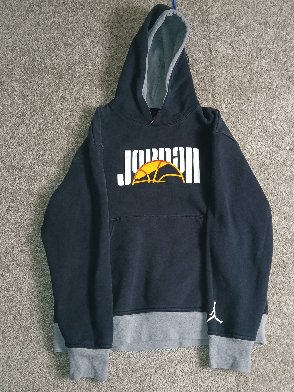 Jordan Sport Men's Black & Gray Fleece Pullover Hoodie w/ Graphic Logo - Large